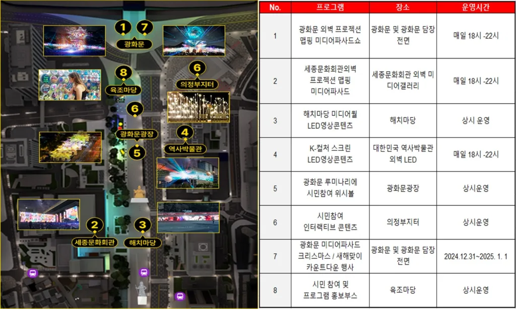 이미지(서울광화문 라이트 프로그램 배치도)
